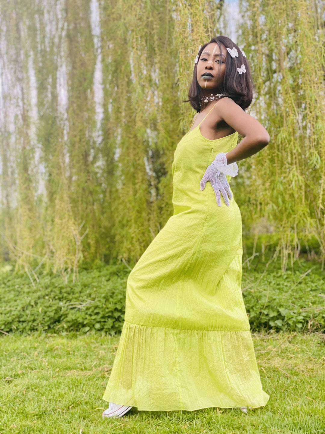 Lime Shimmer + Chiffon Maxi Dress - One Wear Freedom 