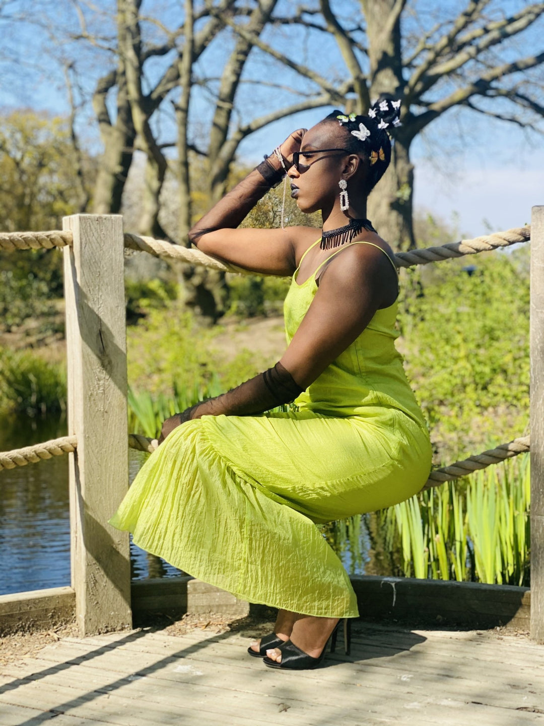 Lime Shimmer + Chiffon Maxi Dress - One Wear Freedom 