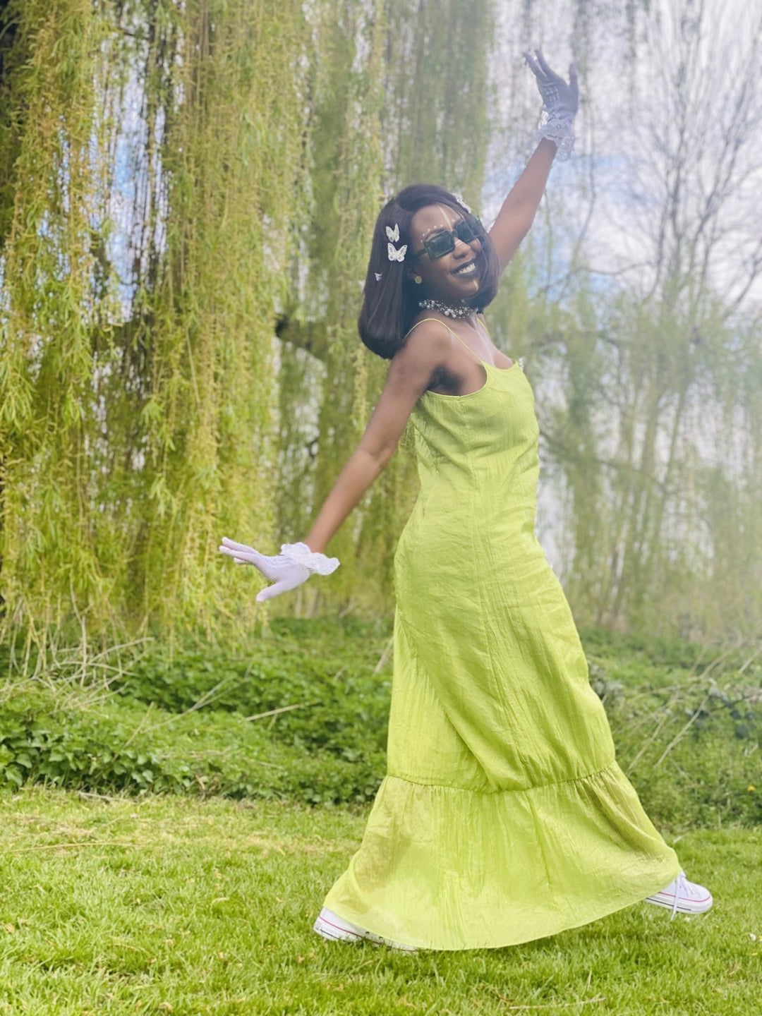 Lime Shimmer + Chiffon Maxi Dress - One Wear Freedom 
