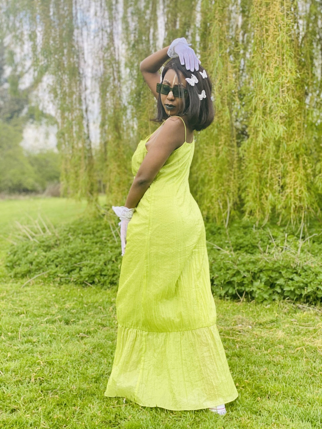 Lime Shimmer + Chiffon Maxi Dress - One Wear Freedom 