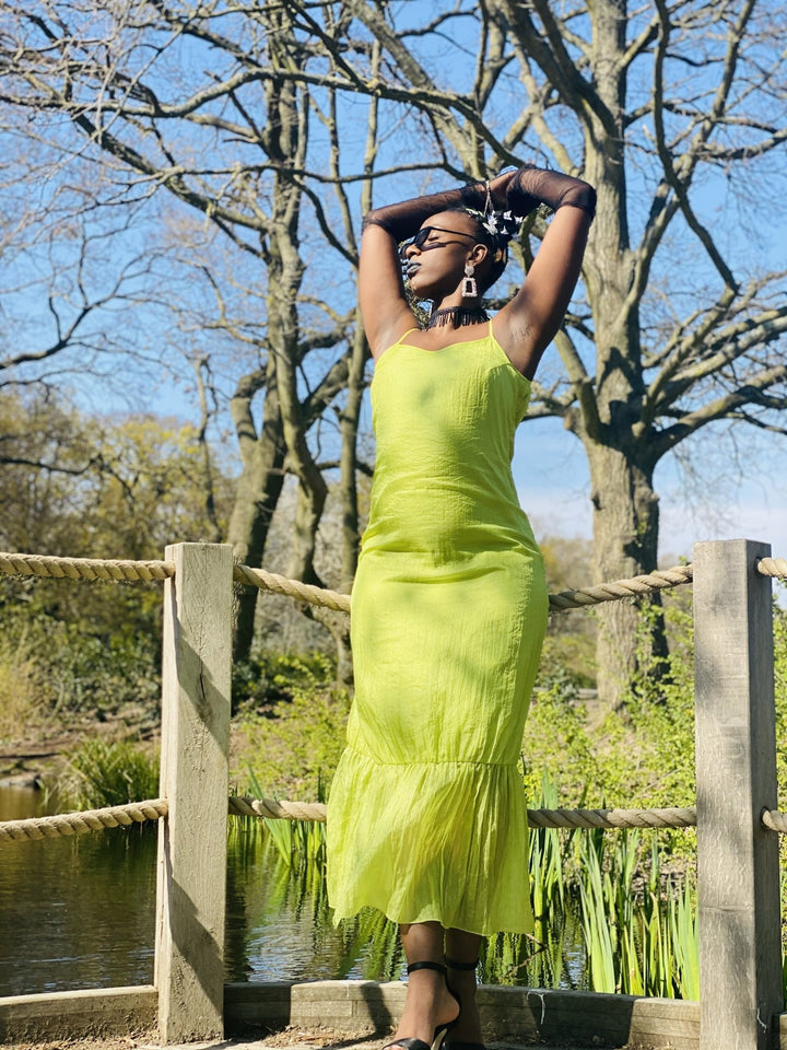 Lime Shimmer + Chiffon Maxi Dress - One Wear Freedom 