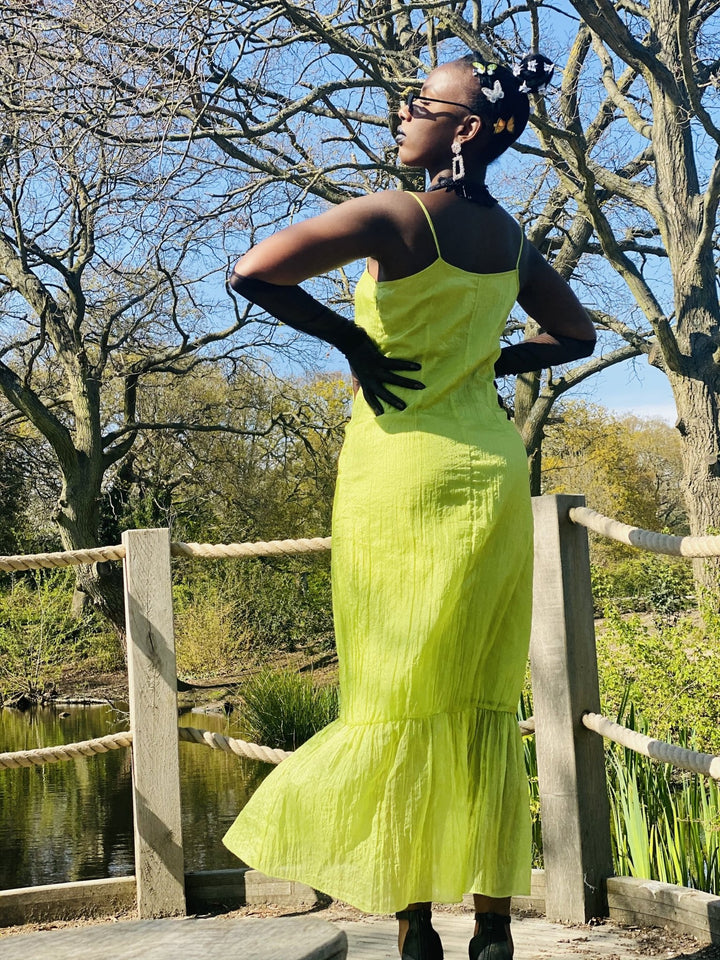 Lime Shimmer + Chiffon Maxi Dress - One Wear Freedom 