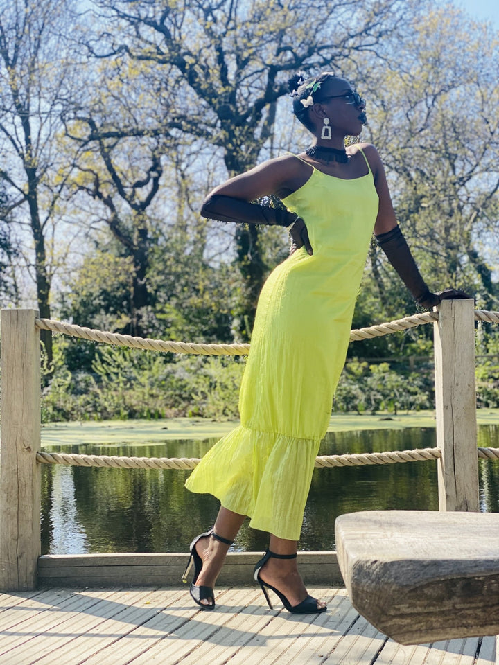 Lime Shimmer + Chiffon Maxi Dress - One Wear Freedom 