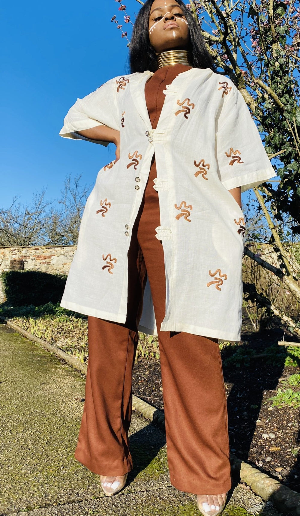 Magnolia Brown Swirl Flax Summer Jacket - One Wear Freedom - Front