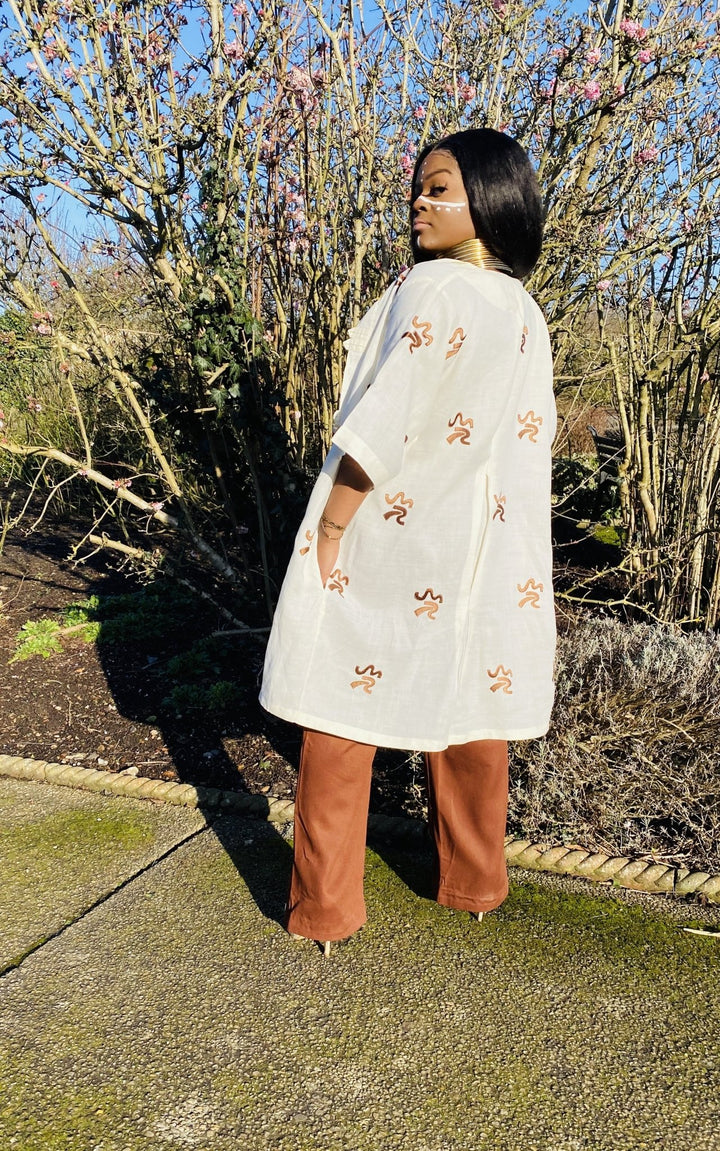 Magnolia Brown Swirl Flax Summer Jacket - One Wear Freedom - Side