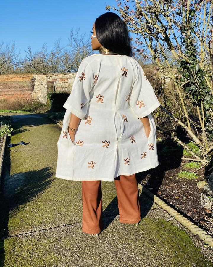 Magnolia Brown Swirl Flax Summer Jacket - One Wear Freedom - Back