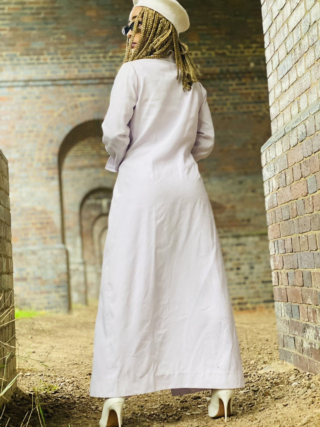 Mallow Lilac Maxi Coat with Pleated Collar + Linen Cuff Trouser Co-ord - One Wear Freedom 