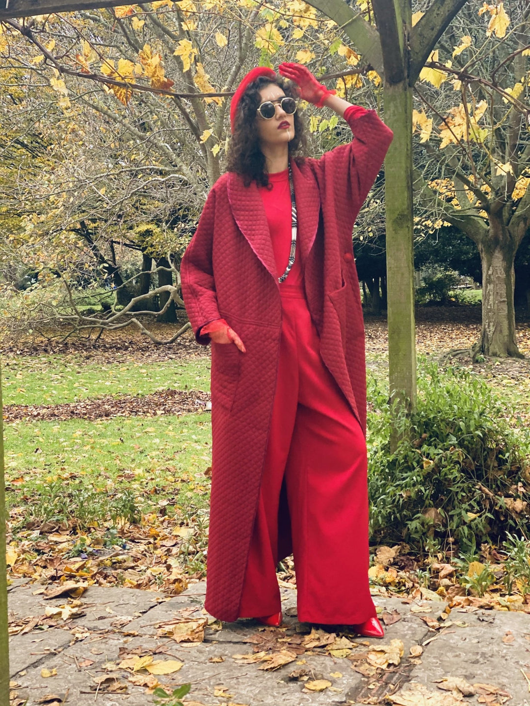Maroon Quilt Maxi Coat - One Wear Freedom 