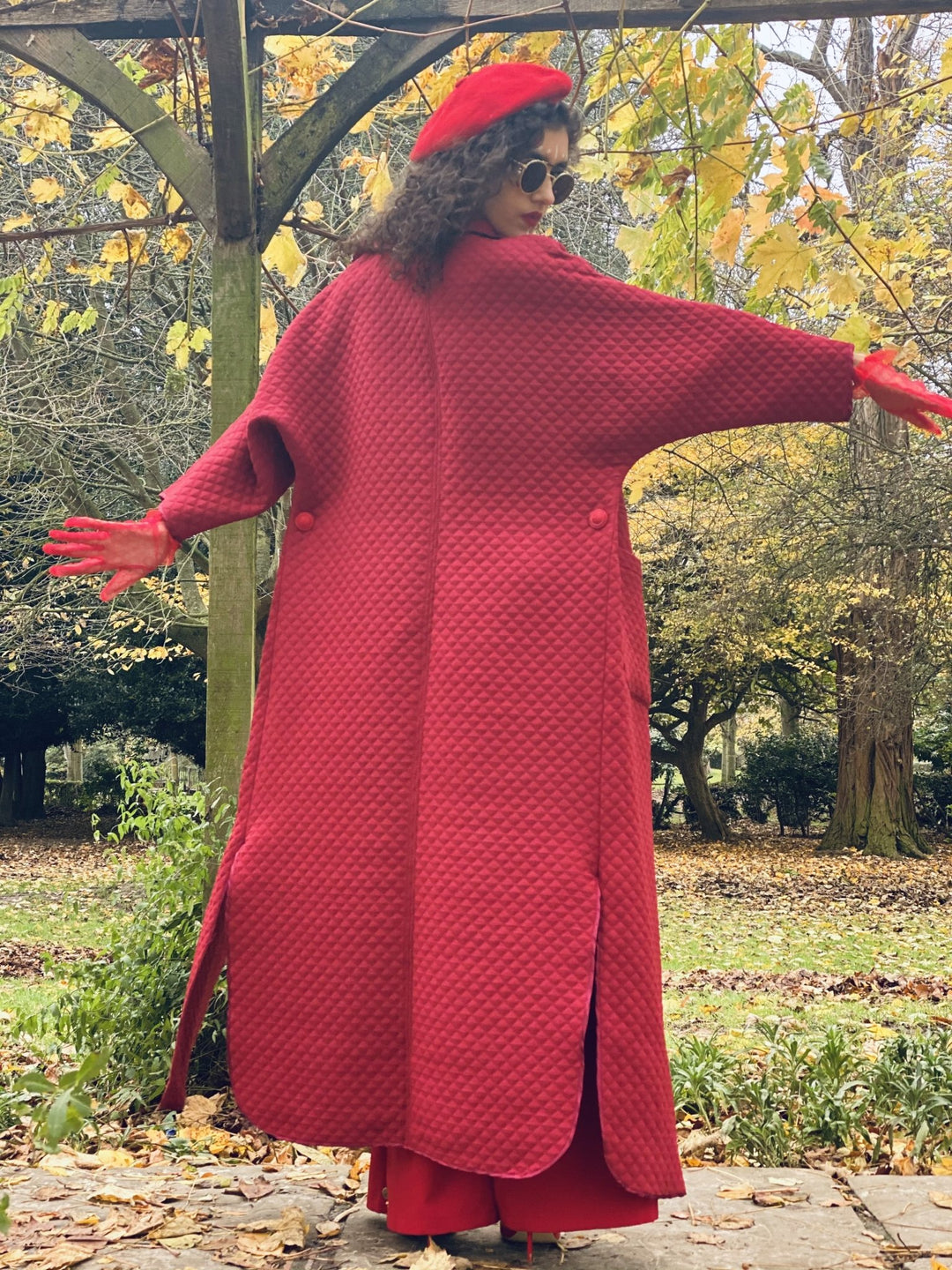 Maroon Quilt Maxi Coat - One Wear Freedom 