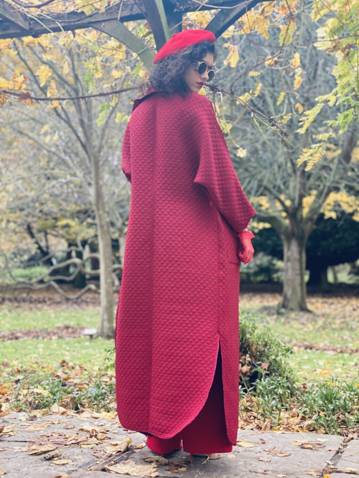 Maroon Quilt Maxi Coat - One Wear Freedom 