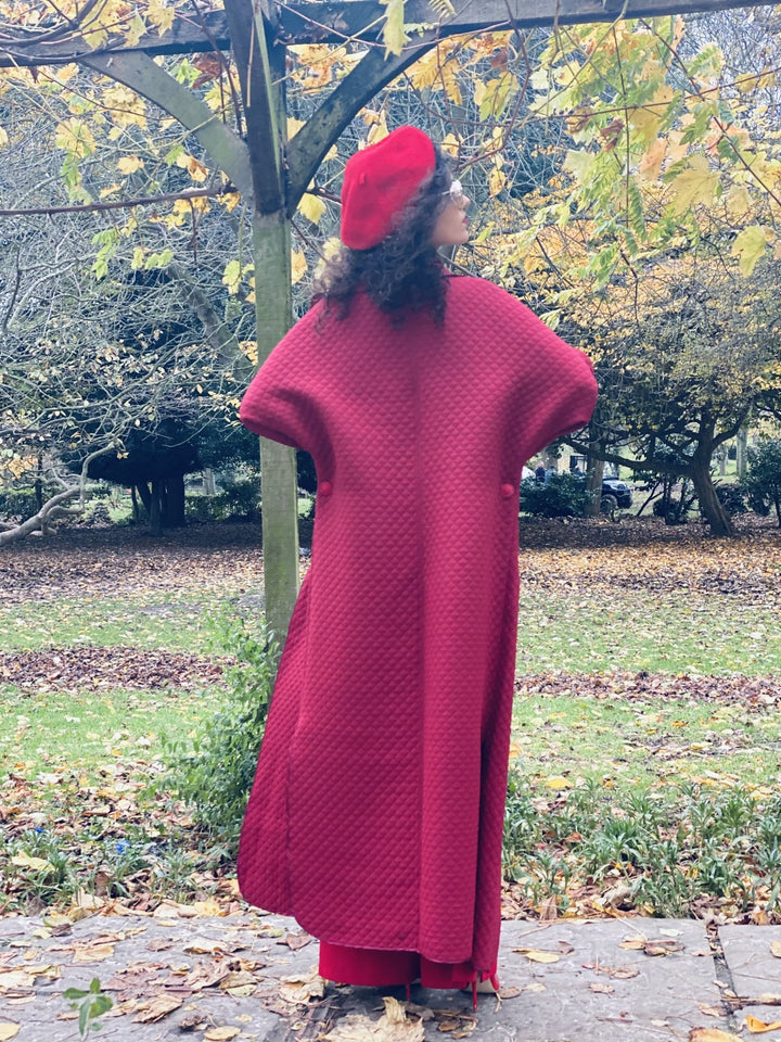 Maroon Quilt Maxi Coat - One Wear Freedom 
