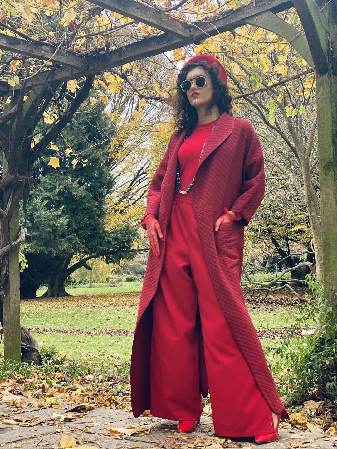 Maroon Quilt Maxi Coat - One Wear Freedom 