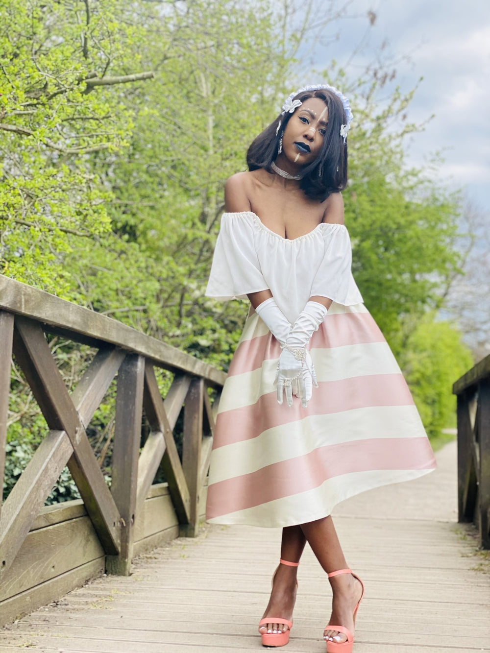 Marshmallow Striped Poofy Skirt - One Wear Freedom #product_tags#