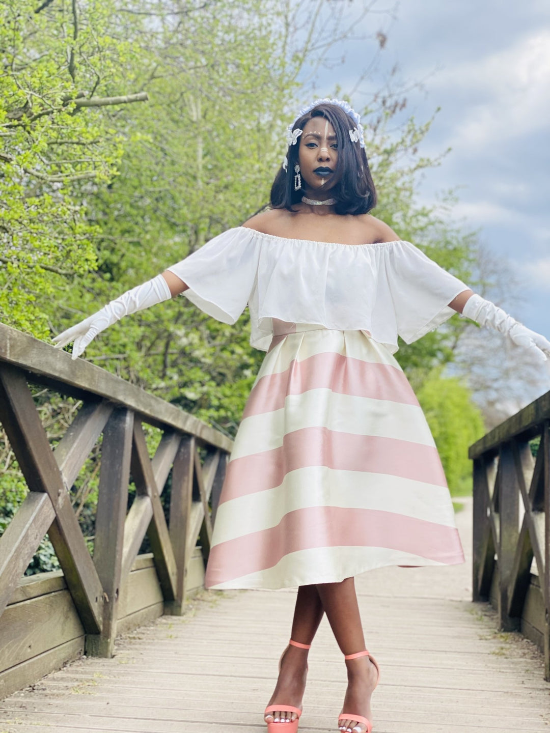 Marshmallow Striped Poofy Skirt - One Wear Freedom #product_tags#