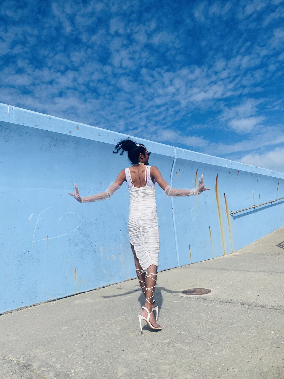 Meshy + Ruched Midi Dress - One Wear Freedom 