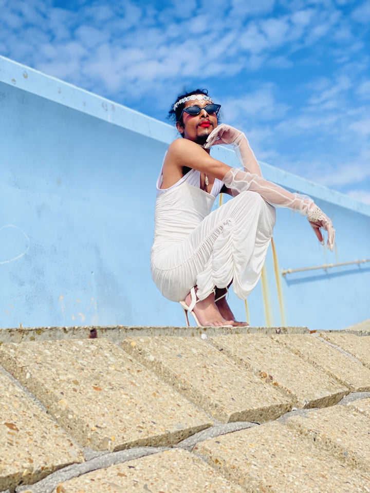 Meshy + Ruched Midi Dress - One Wear Freedom 