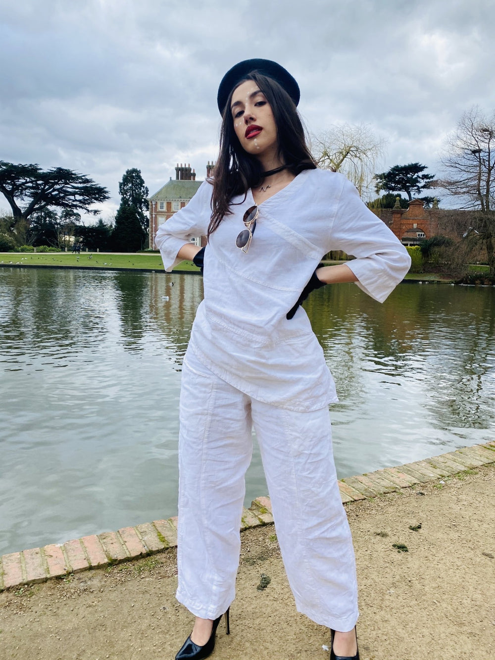 Moonflower A-Line Flax Blouse + Trouser Co-ord - One Wear Freedom #product_tags#