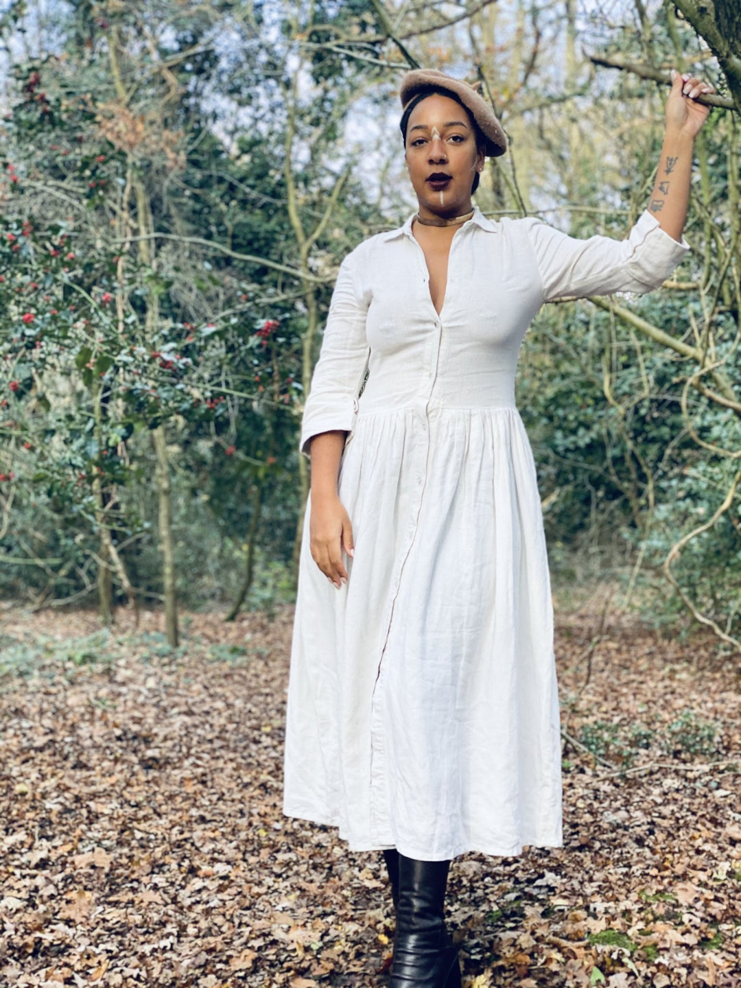 Moonflower Maxi Flax Shirt-Dress - One Wear Freedom #product_tags#