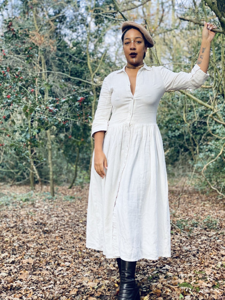 Moonflower Maxi Flax Shirt-Dress - One Wear Freedom 