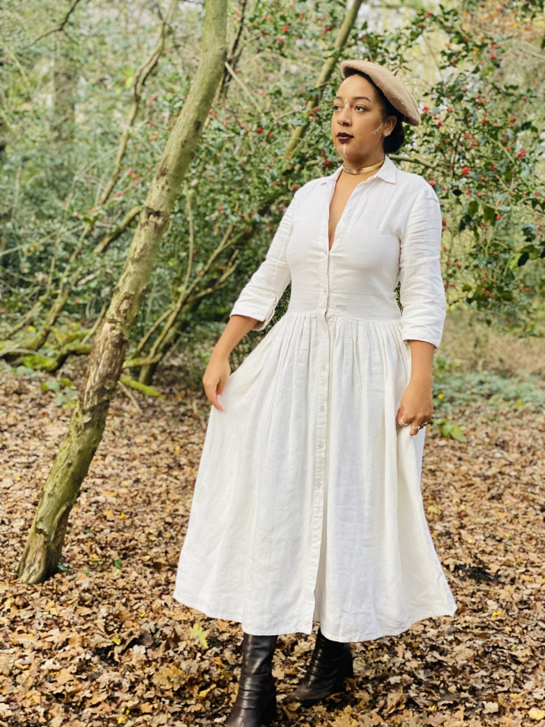 Moonflower Maxi Flax Shirt-Dress - One Wear Freedom 