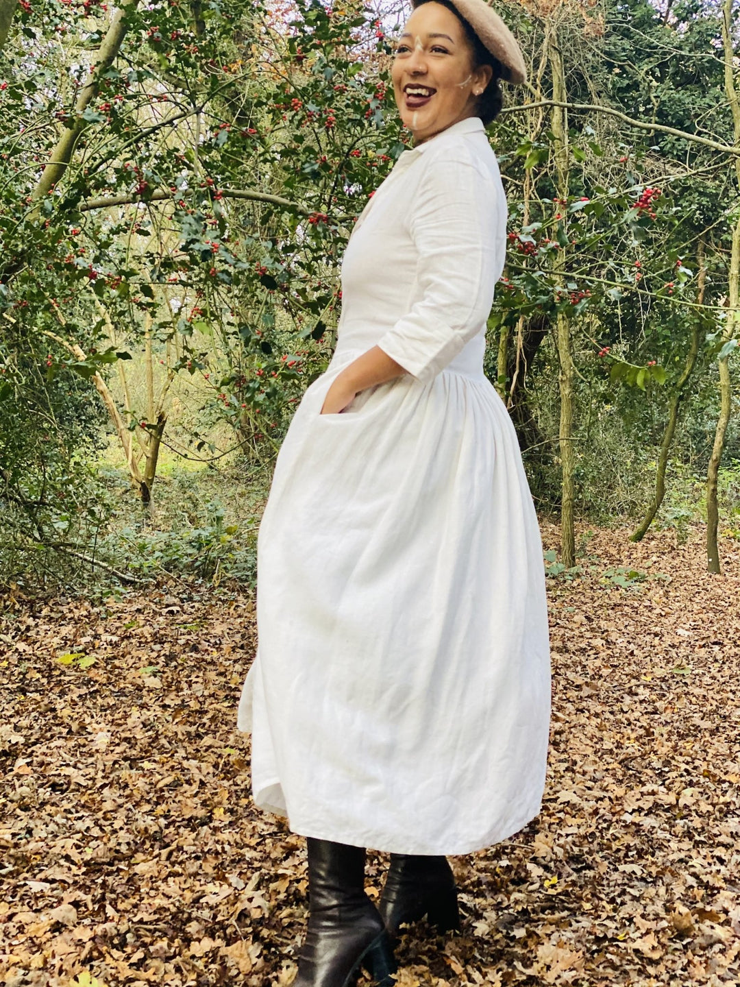 Moonflower Maxi Flax Shirt-Dress - One Wear Freedom 