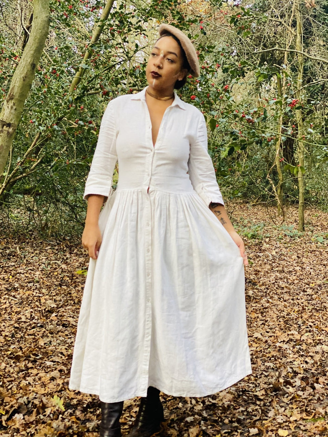 Moonflower Maxi Flax Shirt-Dress - One Wear Freedom 