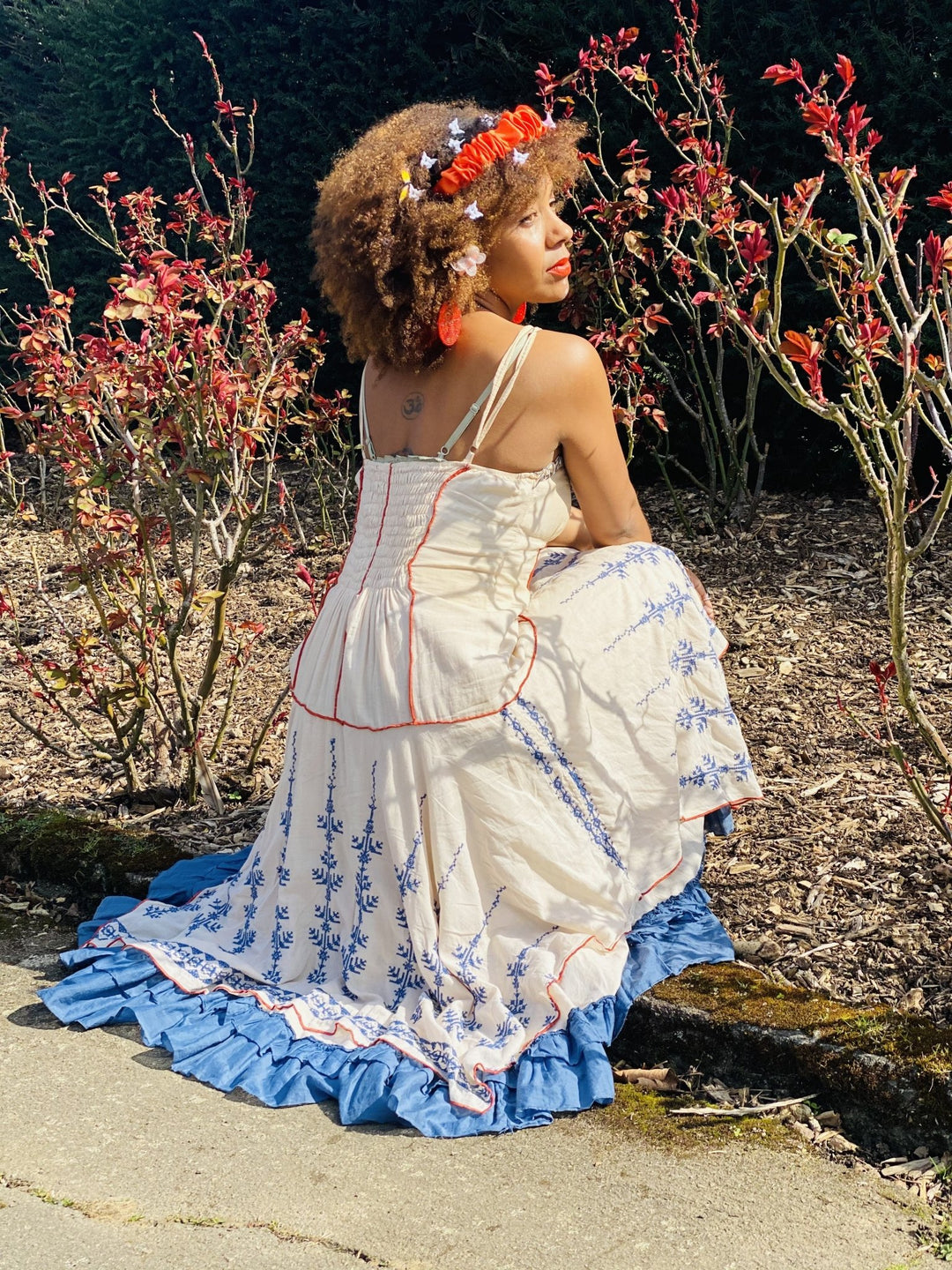 Native American Blueberry + Satsuma Maxi Dress - One Wear Freedom 