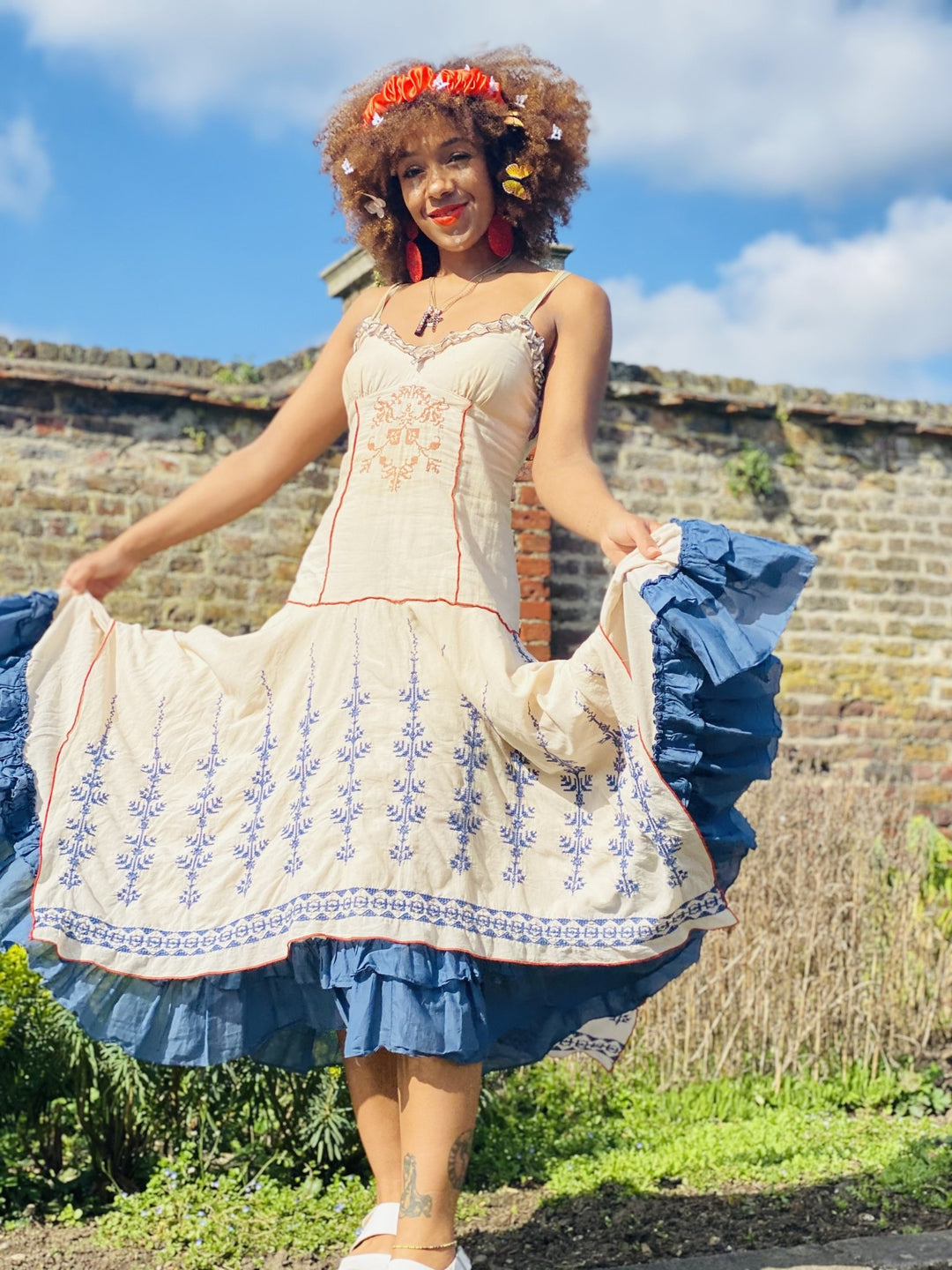 Native American Blueberry + Satsuma Maxi Dress - One Wear Freedom 