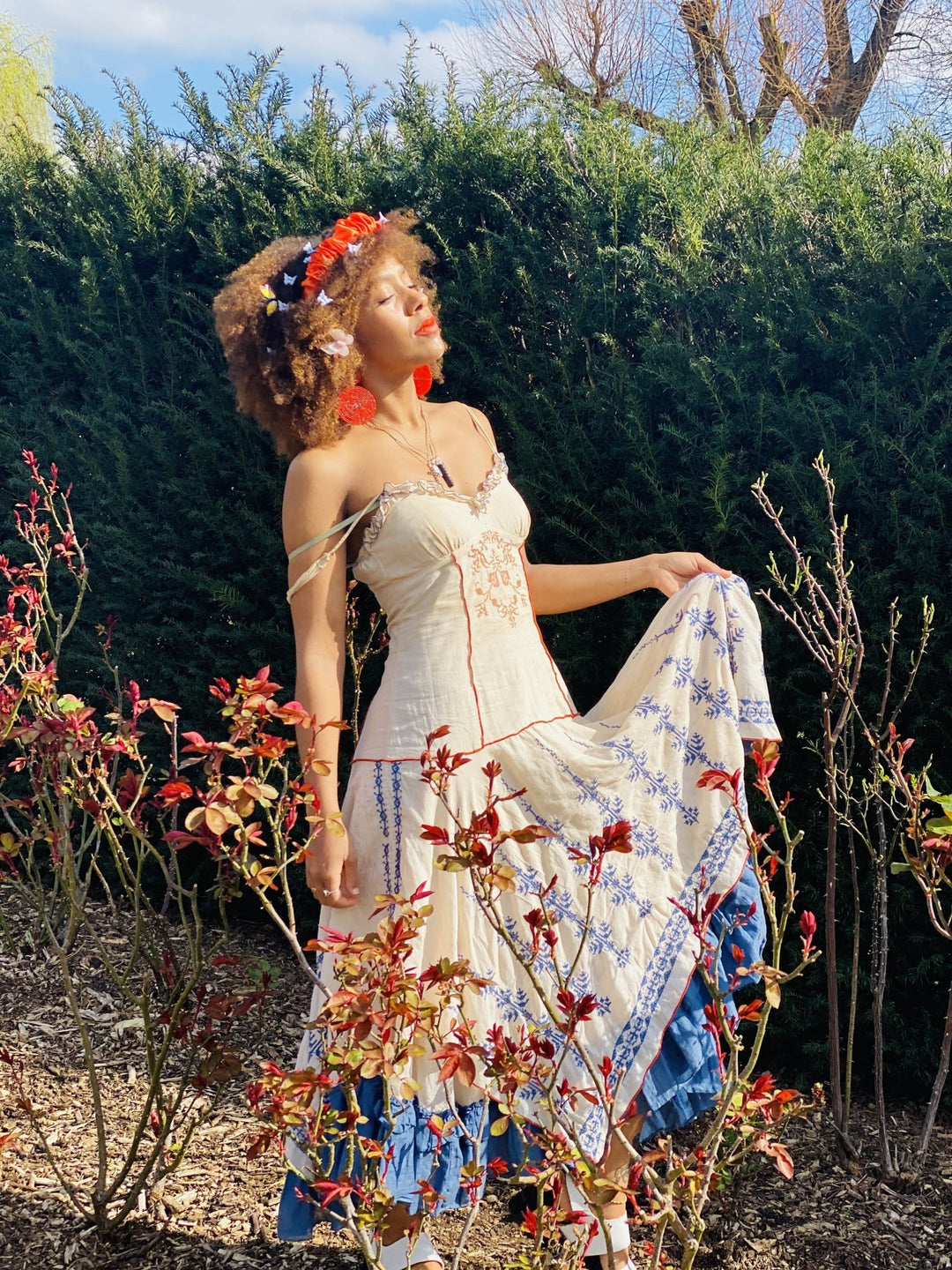 Native American Blueberry + Satsuma Maxi Dress - One Wear Freedom 