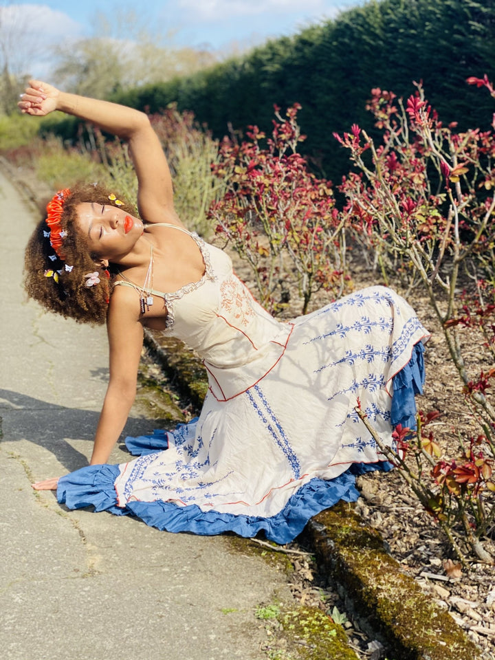 Native American Blueberry + Satsuma Maxi Dress - One Wear Freedom 