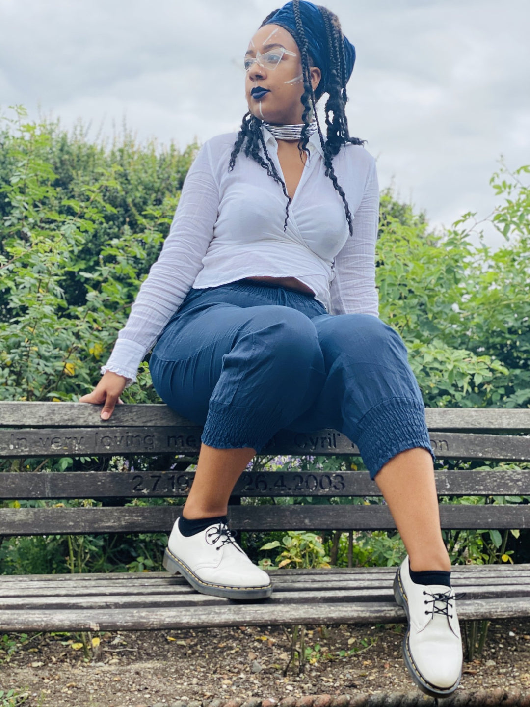 Navy Bluebell Flax Trousers - One Wear Freedom 