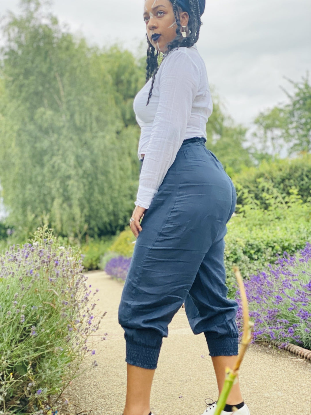 Navy Bluebell Flax Trousers - One Wear Freedom 