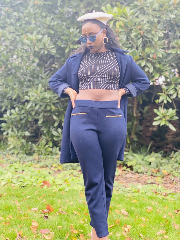 Navy Knit Jacket + Trouser Suit - One Wear Freedom 