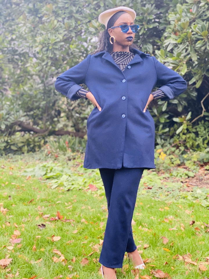 Navy Knit Jacket + Trouser Suit - One Wear Freedom 