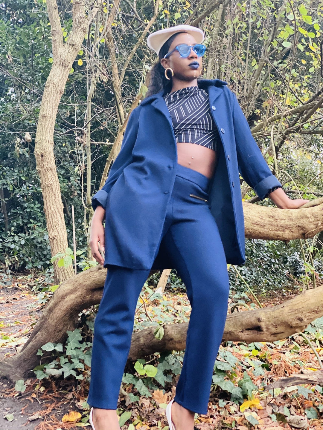 Navy Knit Jacket + Trouser Suit - One Wear Freedom 