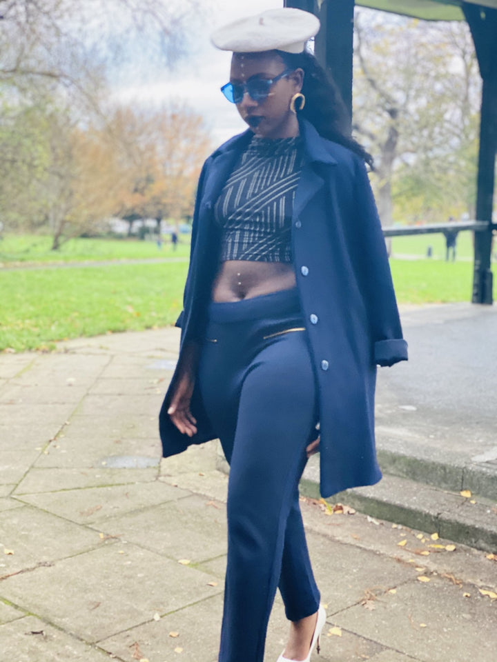 Navy Knit Jacket + Trouser Suit - One Wear Freedom 