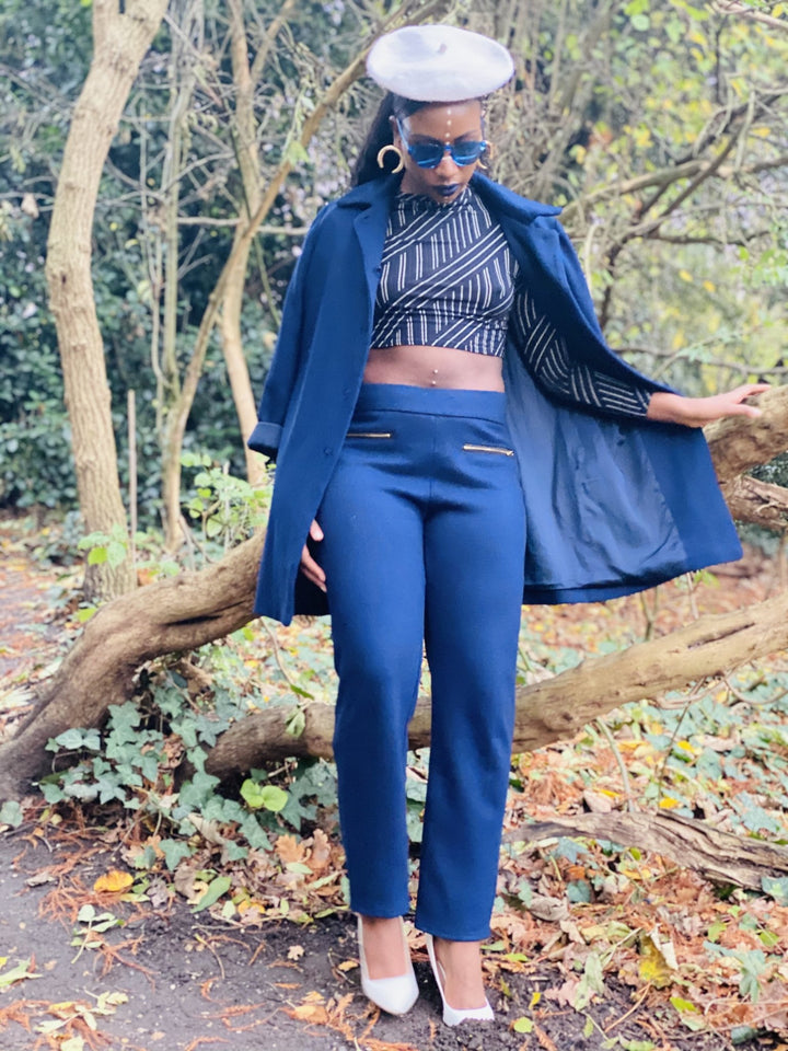 Navy Knit Jacket + Trouser Suit - One Wear Freedom 