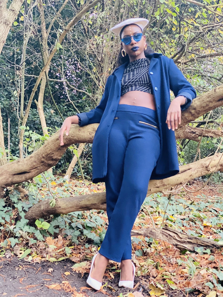 Navy Knit Jacket + Trouser Suit - One Wear Freedom 