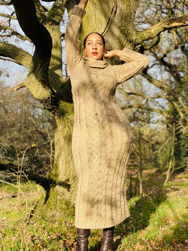 Nude Knit Polo Maxi Dress - One Wear Freedom 