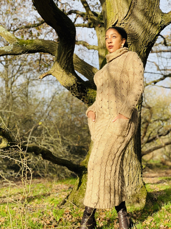 Nude Knit Polo Maxi Dress - One Wear Freedom 