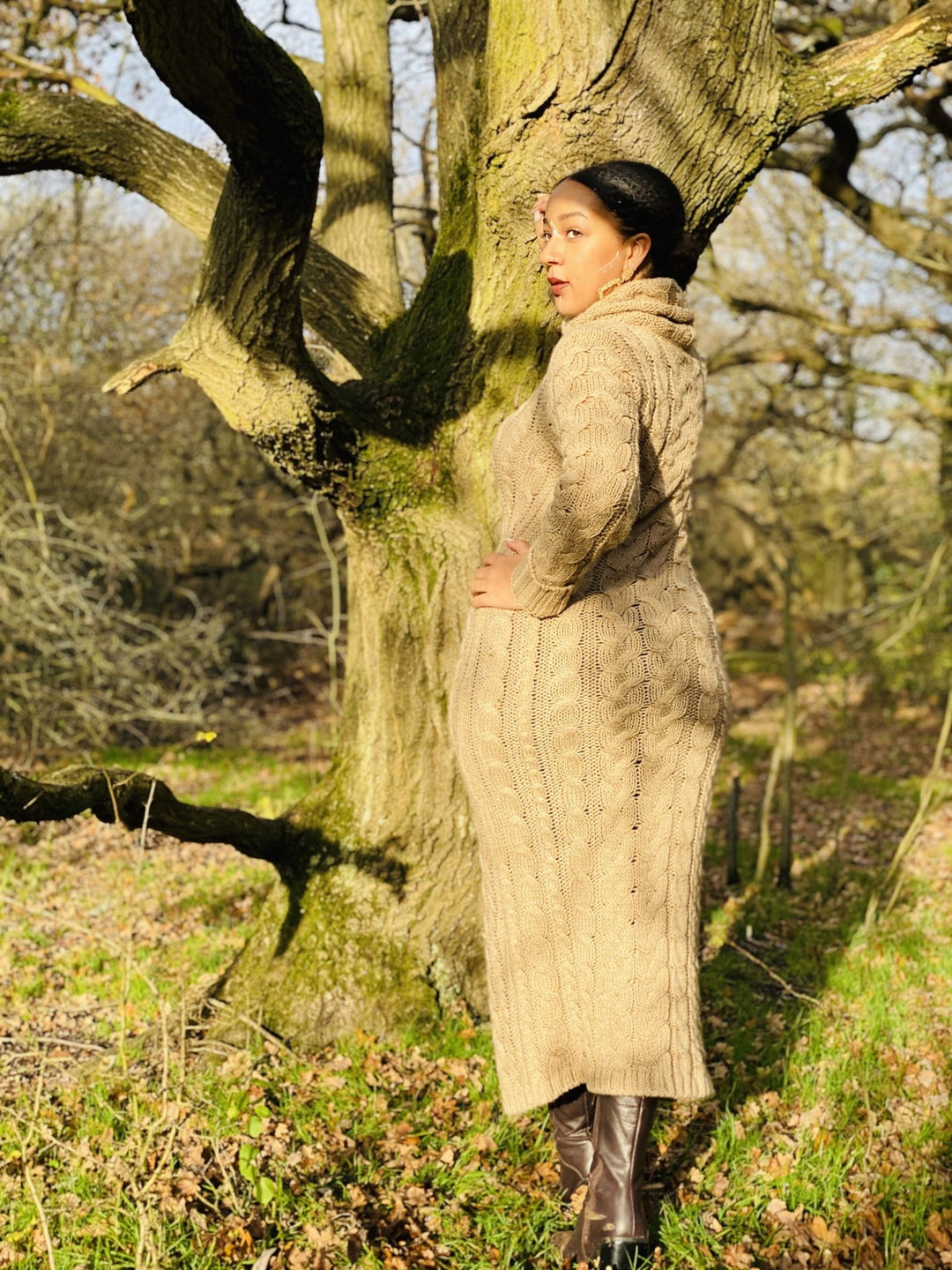 Nude Knit Polo Maxi Dress - One Wear Freedom 