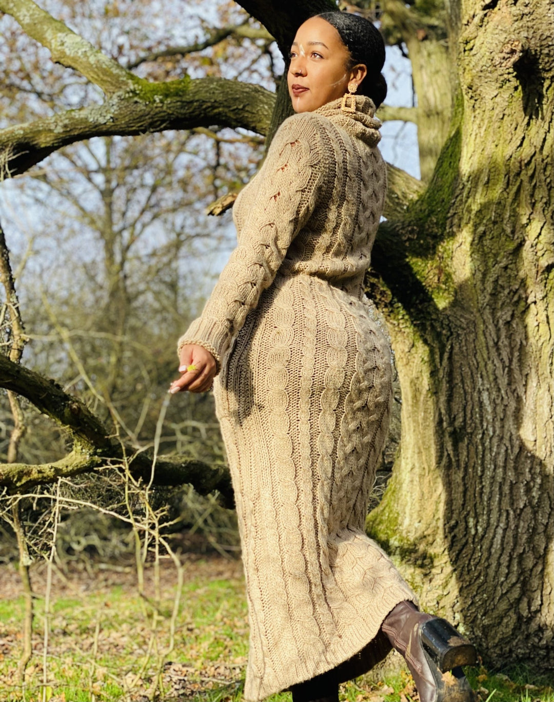 Nude Knit Polo Maxi Dress - One Wear Freedom 