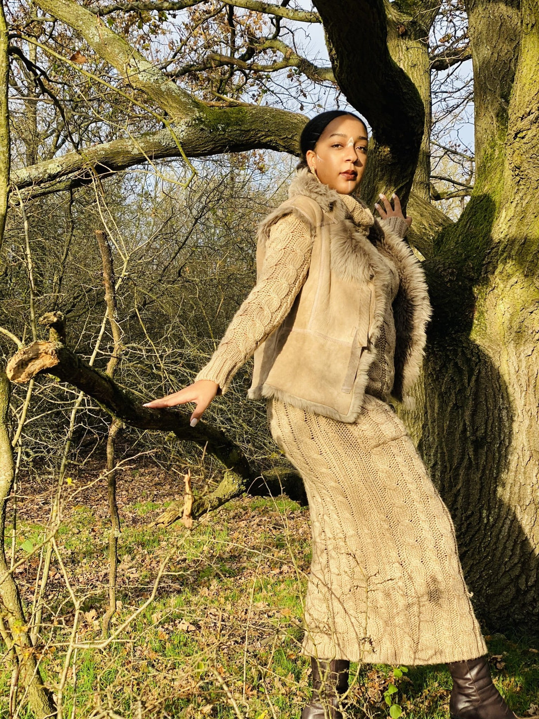 Nude Sheepskin Reversible Waist Coat - One Wear Freedom 