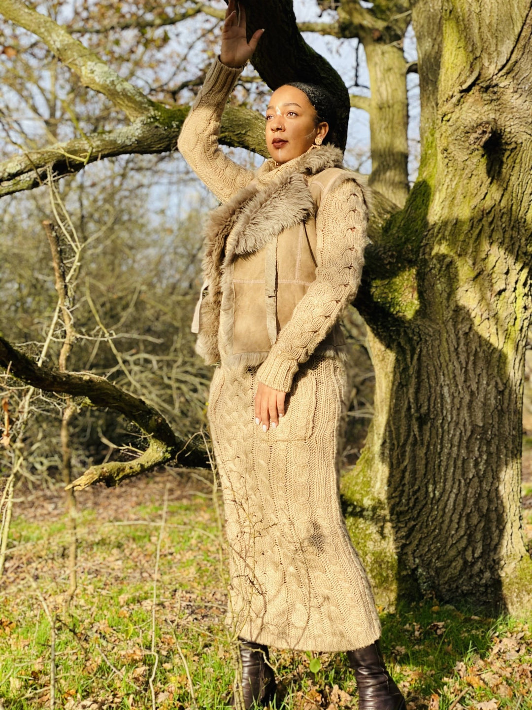 Nude Sheepskin Reversible Waist Coat - One Wear Freedom 