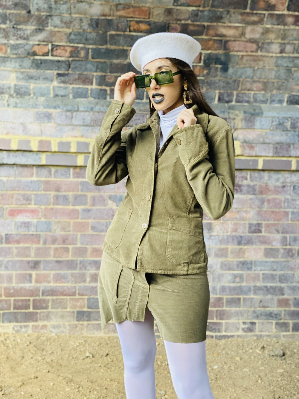 Olive Deconstructed Corduroy Mini Skirt + Blazer Suit - One Wear Freedom #product_tags#