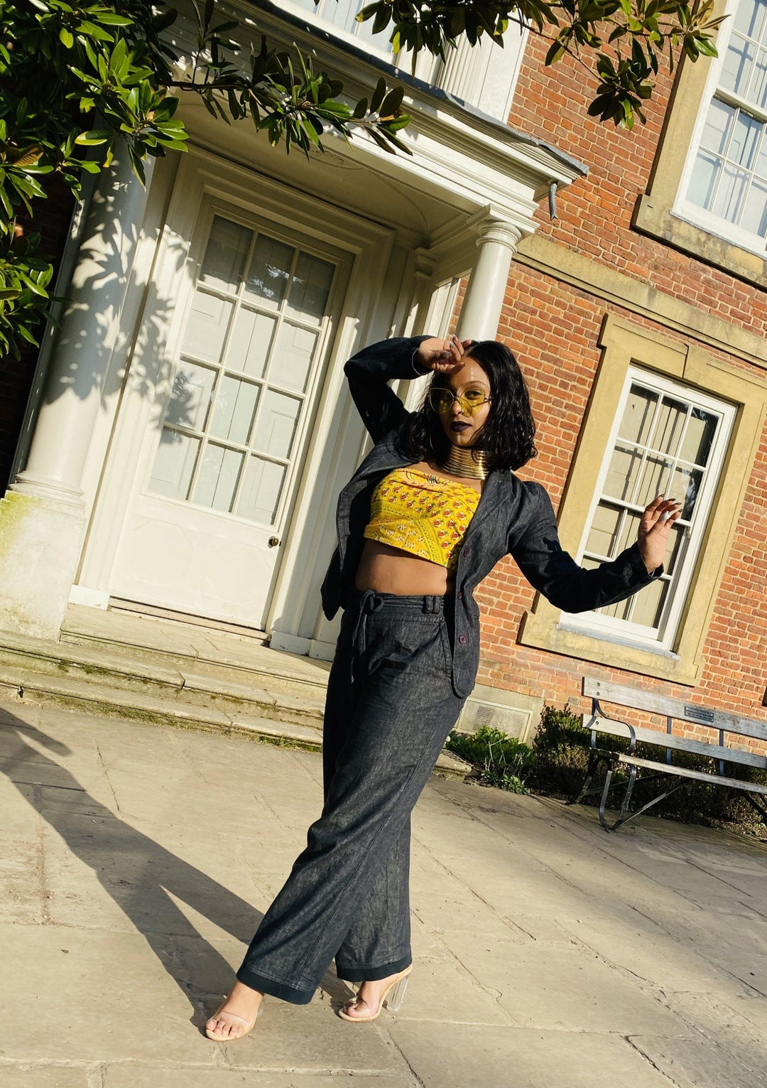 Overcast Light Denim Blazer + Ribbed Trouser Suit - One Wear Freedom 