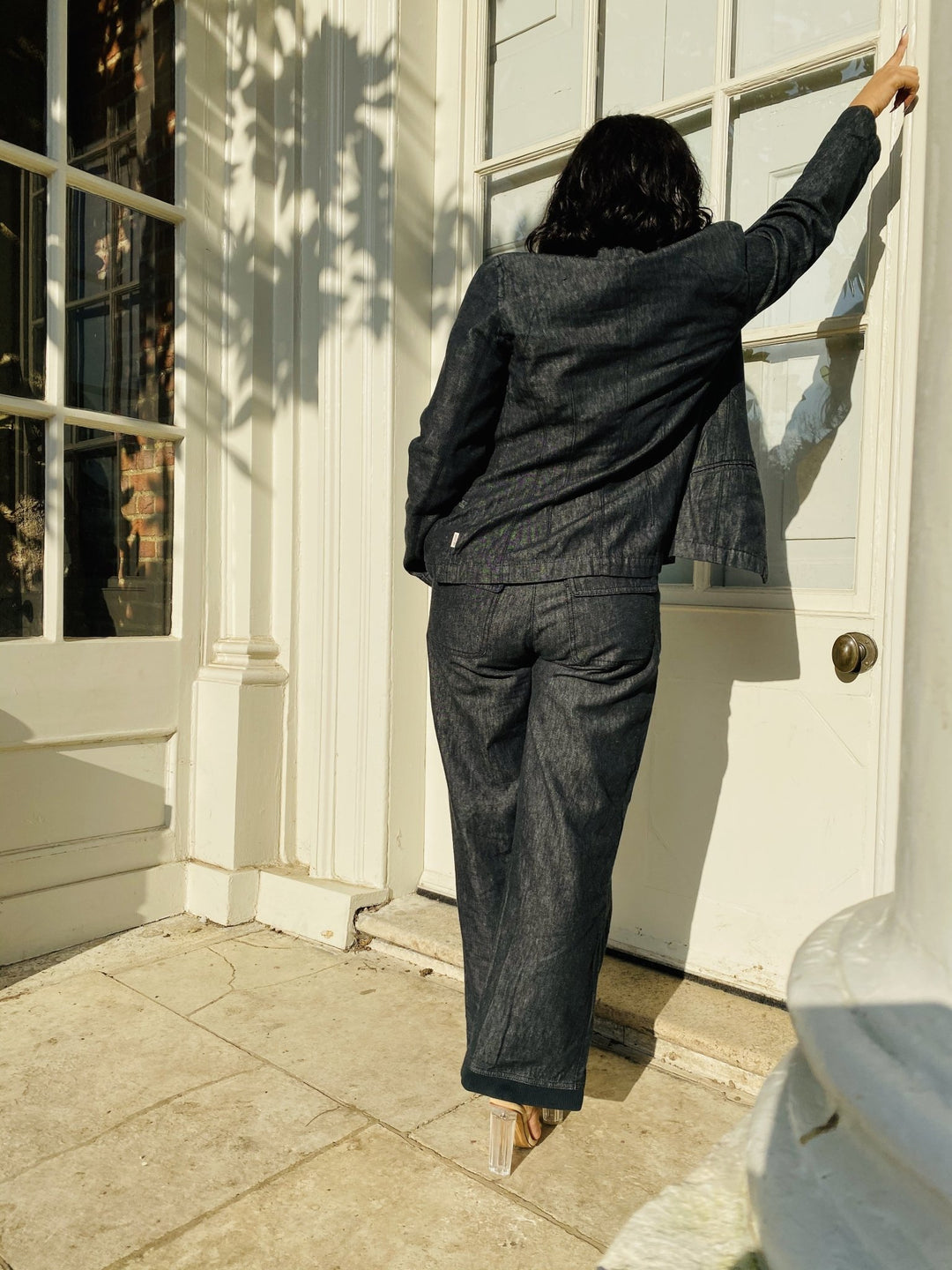Overcast Light Denim Blazer + Ribbed Trouser Suit - One Wear Freedom 