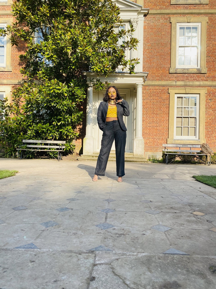Overcast Light Denim Blazer + Ribbed Trouser Suit - One Wear Freedom 