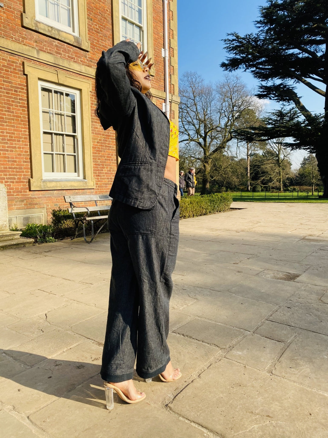 Overcast Light Denim Blazer + Ribbed Trouser Suit - One Wear Freedom 