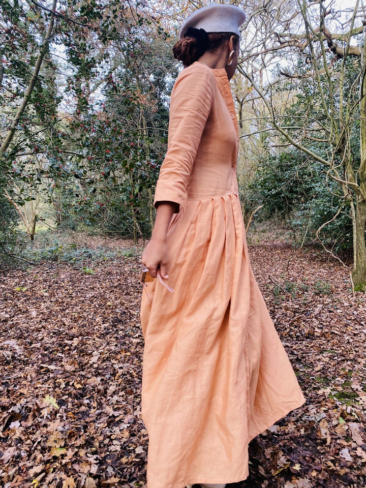 Peachy Silk Maxi Shirt-Dress - One Wear Freedom 